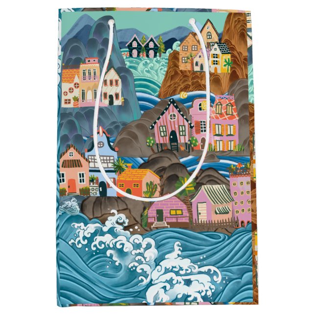 Floral Wrapping Paper Medium Gift Bag (Front)