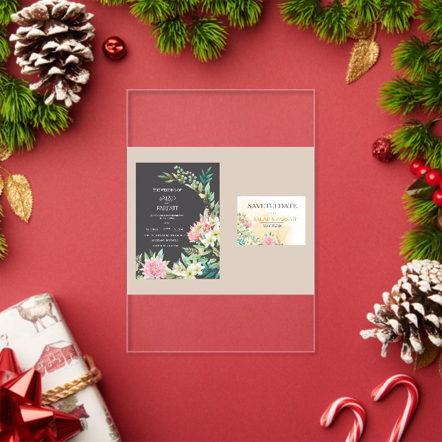 Floral Wreath Acrylic Wedding Invitation (Insitu (Holiday))