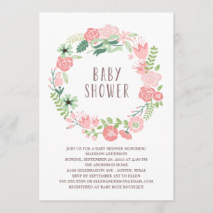 Floral Wreath   Baby Shower Invitation