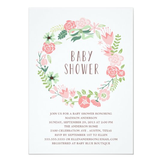 Floral Wreath | Baby Shower Invitation | Zazzle.com.au