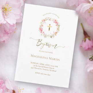 floral wreath | Baptism Invitation