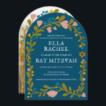 Floral Wreath Bat Mitzvah Hand-drawn Custom PHOTO Invitation<br><div class="desc">Perfect card to announce a bar mitzvah, bat mitzvah or other Jewish celebration! Hand made art for you! FULLY CUSTOMIZABLE! Click on “Personalise” above to edit the text and add your photo to the back (you can also delete the floral frame if you prefer). Click "edit using design tool" to...</div>