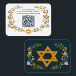 Floral Wreath Bat Mitzvah Hand-drawn Custom QRcode Enclosure Card<br><div class="desc">Perfect enclosure card for a bar mitzvah, bat mitzvah or other Jewish celebration! Hand made art for you! FULLY CUSTOMIZABLE! Click on “Personalise” above to edit the text and add your link to the QR code. Click "edit using design tool" to adjust the fonts, colours and placements. Also you can...</div>