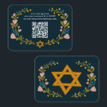Floral Wreath Bat Mitzvah Hand-drawn Custom QRcode Enclosure Card<br><div class="desc">Perfect enclosure card for a bar mitzvah, bat mitzvah or other Jewish celebration! Hand made art for you! FULLY CUSTOMIZABLE! Click on “Personalise” above to edit the text and add your link to the QR code. Click "edit using design tool" to adjust the fonts, colours and placements. Also you can...</div>