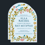 Floral Wreath Bat Mitzvah Hand-drawn Custom QRcode Invitation<br><div class="desc">Perfect card to announce a bar mitzvah, bat mitzvah or other Jewish celebration! Hand made art for you! FULLY CUSTOMIZABLE! Click on “Personalise” above to edit the text and add your link to the QR code on the back (check my shop for alternate designs with custom photo). Click "edit using...</div>