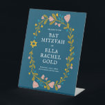 Floral Wreath Bat Mitzvah Hand-drawn Custom Welcom Pedestal Sign<br><div class="desc">Perfect sign to announce a bar mitzvah, bat mitzvah or other Jewish celebration! Hand made art for you! FULLY CUSTOMIZABLE! Click on “Personalise” above to edit the text. Click "edit using design tool" to adjust the fonts, colours and placements. THANK YOU FOR SUPPORTING INDEPENDENT ARTISTS! All artwork and designs are...</div>