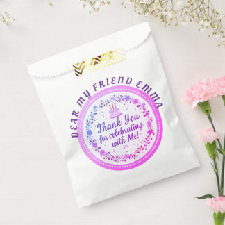 Floral Wreath Birthday Cake Personalised Thank You Favour Bag