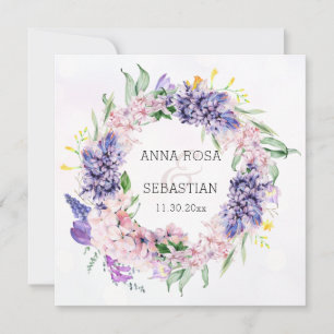 *~* Floral Wreath Boho QR RSVP AR12 Wedding Invitation