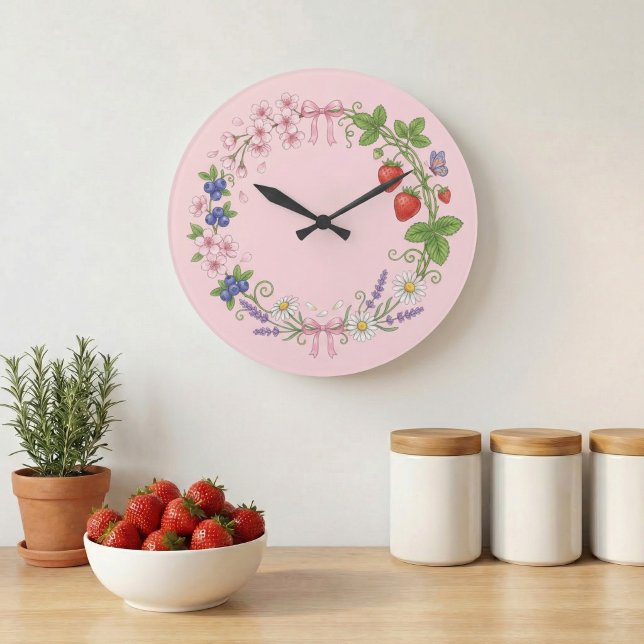Floral Wreath Botanical Acrylic Wall Clock (Creator Uploaded)