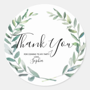 Floral Wreath Branch Botanical Thank you Sticker