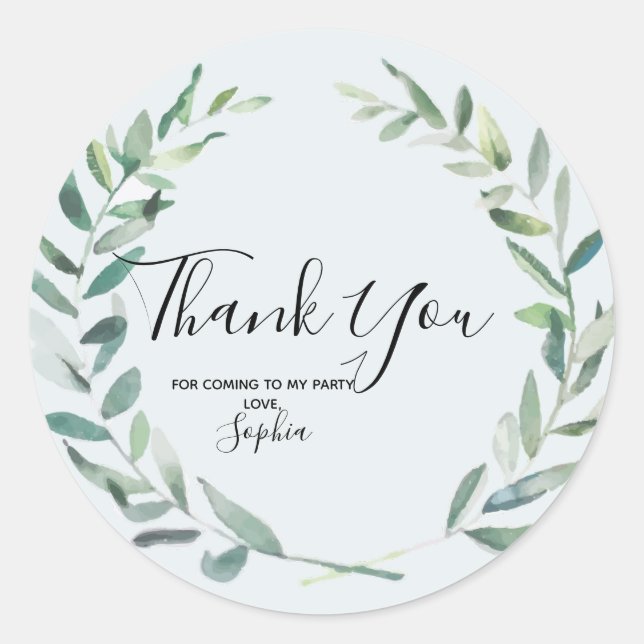 Floral Wreath Branch Botanical Thank you Sticker (Front)