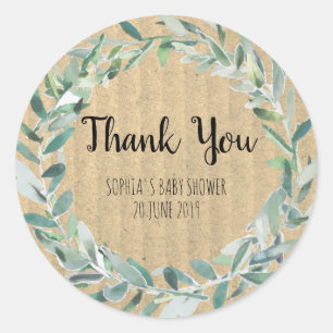 Floral Wreath Branch Botanical Thank you Sticker