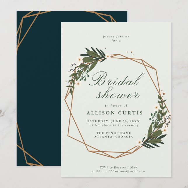 floral wreath bridal shower invitation (Front/Back)