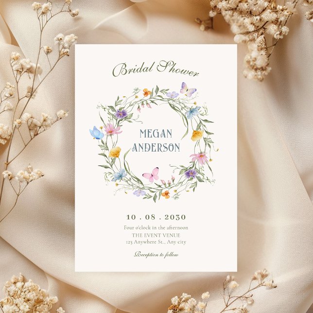 Floral wreath bridal shower invitation (Creator Uploaded)