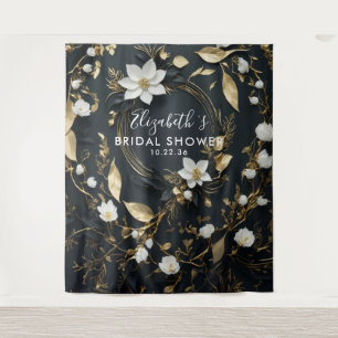 Floral Wreath Bridal Shower Photo Booth Backdrop Tapestry