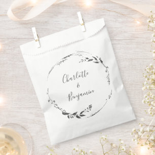 Floral Wreath Calligraphy Custom Wedding Favour Bag
