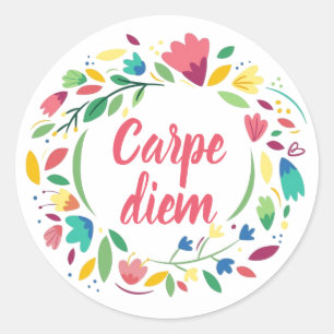 Floral Wreath Carpe Diem Stickers