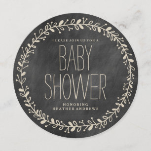 Floral Wreath CHALKBOARD BABY SHOWER INVITATION