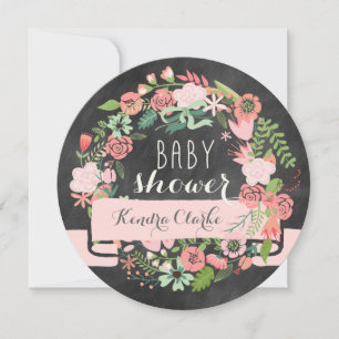 FLORAL WREATH CHALKBOARD   BABY SHOWER INVITATION
