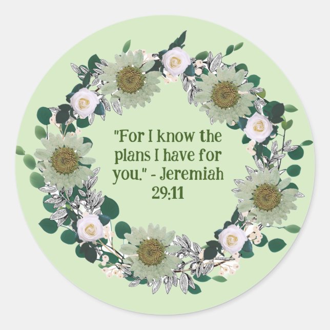 Floral Wreath Christian Sticker Faithful Design (Front)