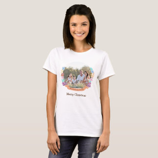 Floral Wreath Christmas Party Mum Photo T-Shirt
