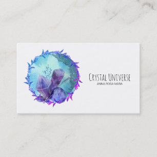 *~* Floral Wreath Crystal Gemstone Universe Business Card