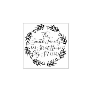 Floral Wreath Customisable Address Stamp