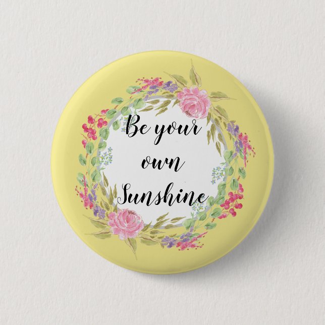 Floral Wreath Customisable Circular Badge (Front)
