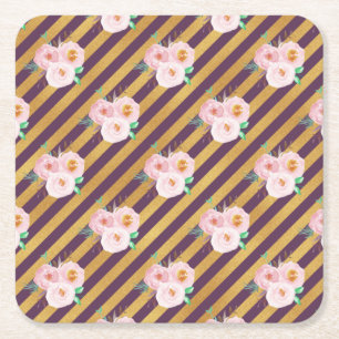 Floral Wreath Decal Square Paper Coaster