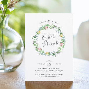 Floral Wreath Easter Brunch Invitation
