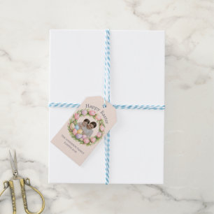 Floral Wreath & Family Photo Personalised Easter  Gift Tags