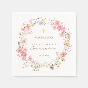 floral wreath First Holy Communion Napkin