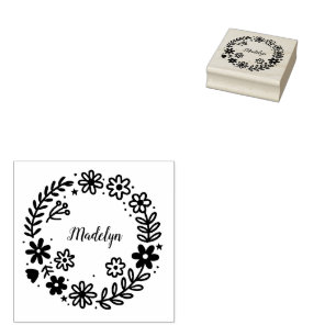 Floral Wreath Frame Stamp