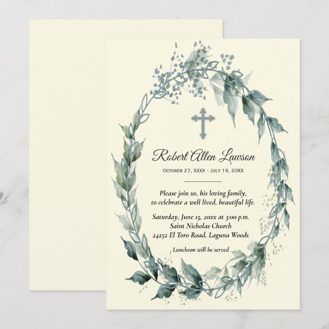 Floral Wreath Funeral Memorial Remembrance Yellow (Front/Back)