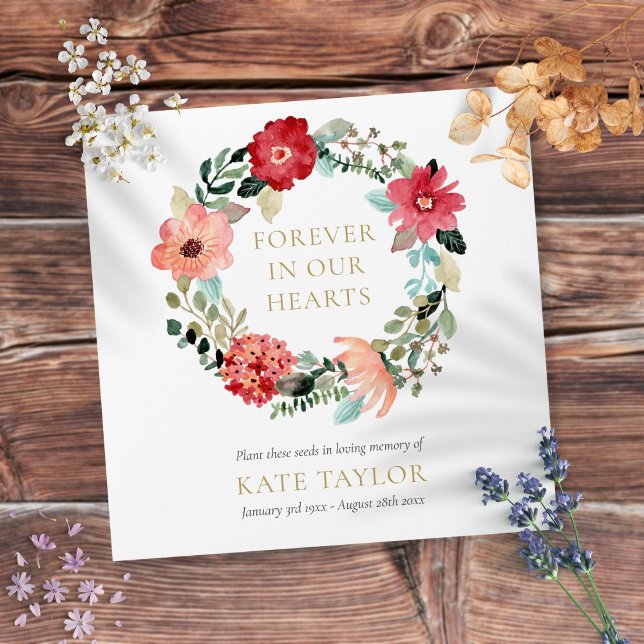Floral Wreath Funeral Memorial Seed Packet Envelope (Creator Uploaded)