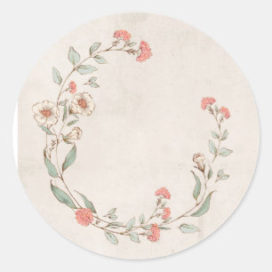Floral Wreath Girly Envelope Decorating Classic Round Sticker