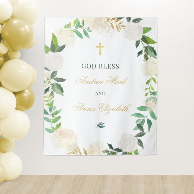 Floral Wreath God Bless Siblings Backdrop Tapestry (Creator Uploaded)