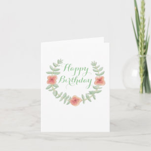 Floral Wreath Happy Birthday Card