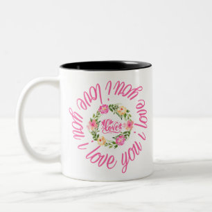 Floral Wreath / I Love You Two-Tone Coffee Mug