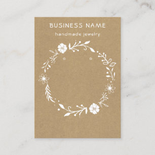 Floral Wreath Long Earring Kraft Display Card