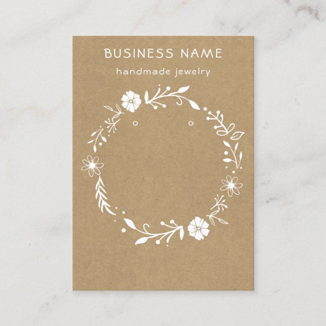 Floral Wreath Long Earring Kraft Display Card (Front)