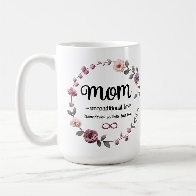 Floral Wreath Magic Mug – Mum, Infinite Love  (Left)