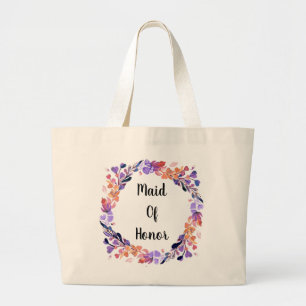 Floral Wreath Maid Of Honour Large Tote Bag