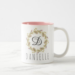 Floral Wreath Monogram Coffee Mug