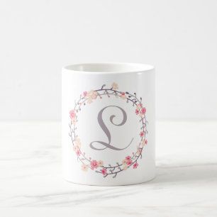 Floral Wreath Monogram Coffee Mug