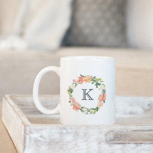 Floral Wreath Monogram Coffee Mug