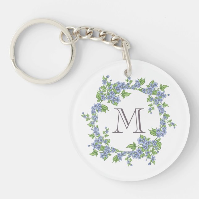 Floral Wreath Monogram Key Ring (Front)