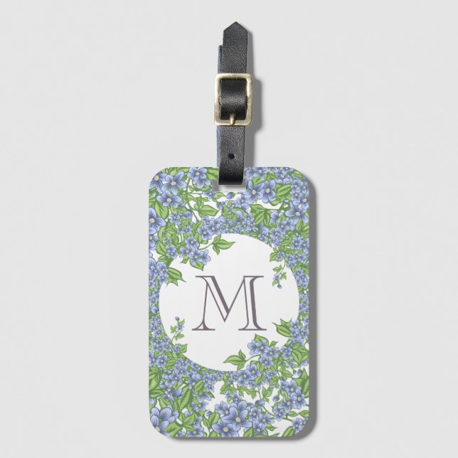 Floral Wreath Monogram Luggage Tag (Front Vertical)