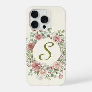 Floral Wreath Monogram S iPhone Case Blush Rose
