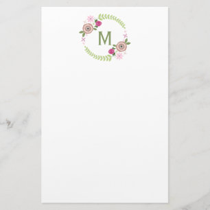 Floral Wreath Monogram Stationery